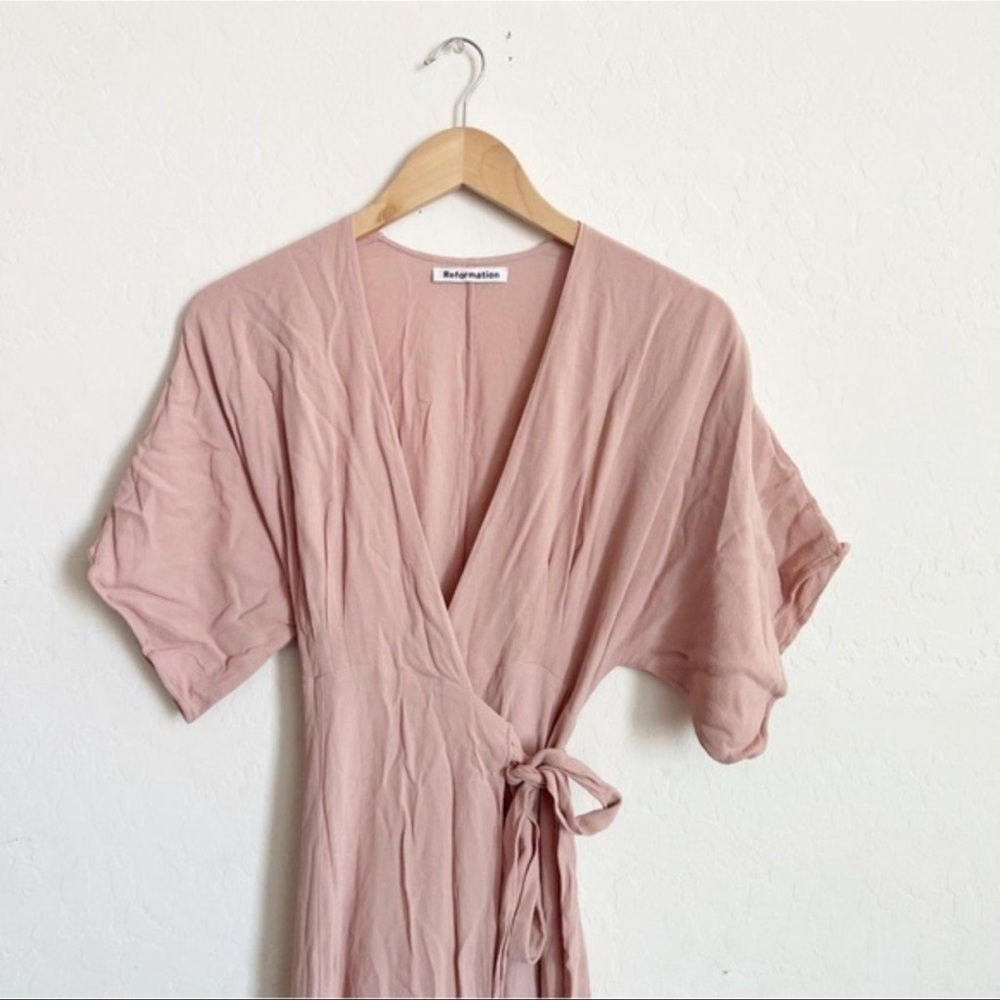 Reformation Winslow Maxi Wrap Dress in Blush - Picture 6 of 7